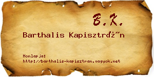 Barthalis Kapisztrán névjegykártya